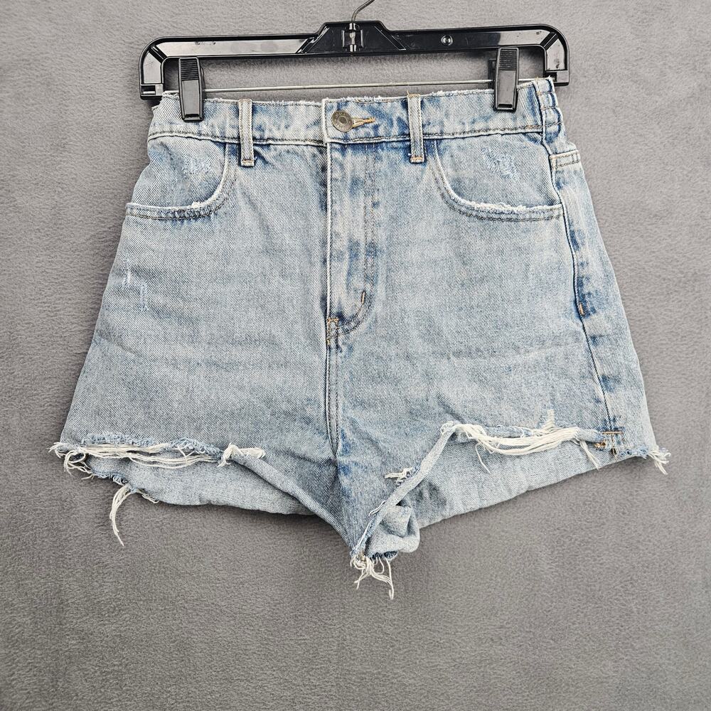 Show Me Your Mumu Tucson Denim Shorts 26 Light Wash Raw Hem Festival Boho Summer